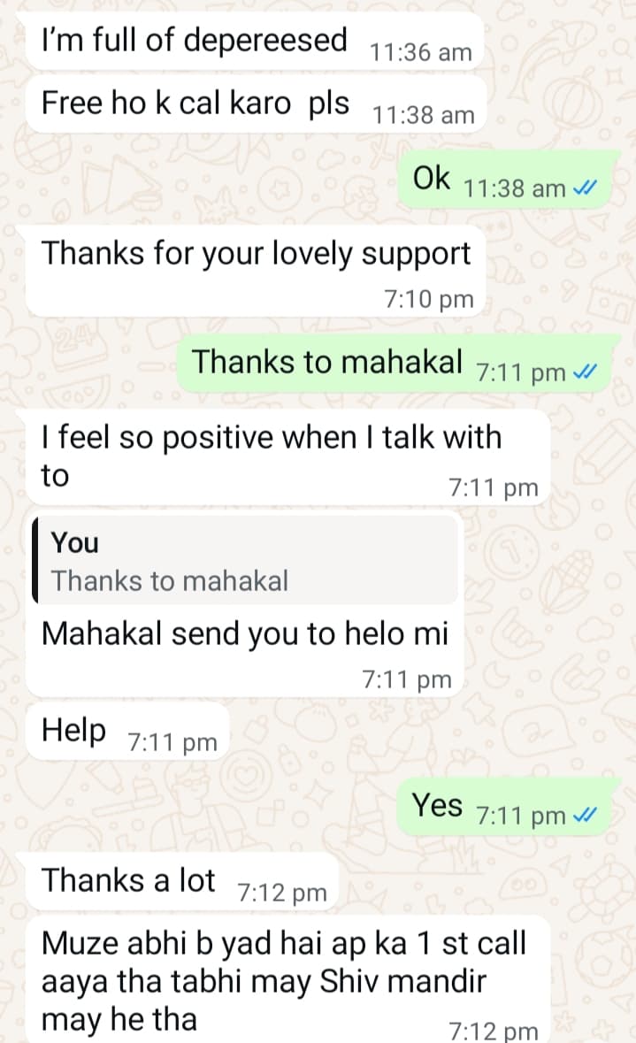 Client testimonial 15 — WhatsApp message to Mamta Pandey