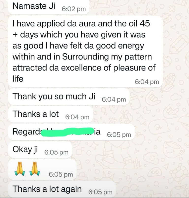 Client testimonial 19 — WhatsApp message to Mamta Pandey