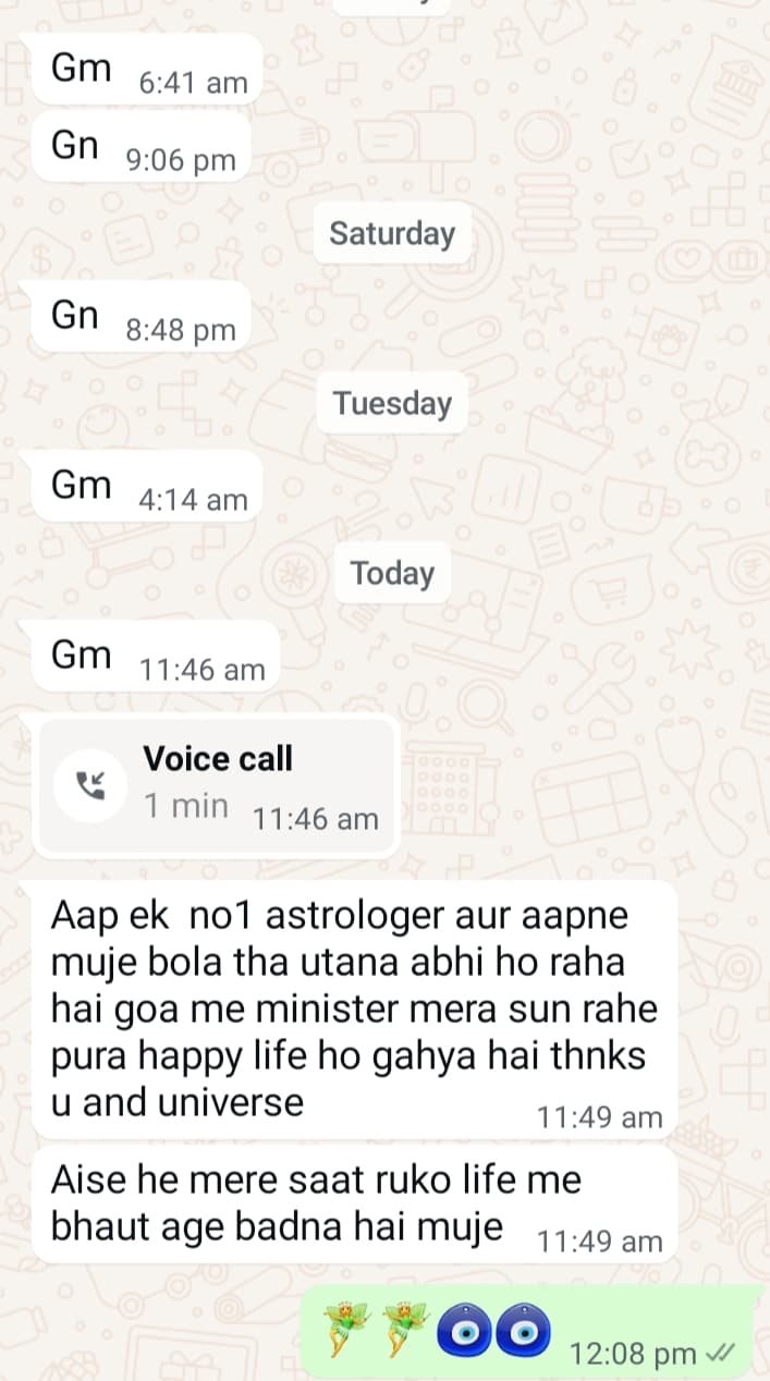 Client testimonial 30 — WhatsApp message to Mamta Pandey