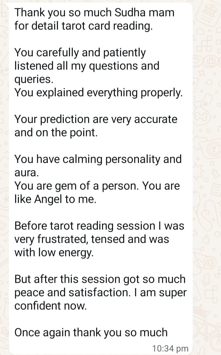 Client testimonial 33 — WhatsApp message to Mamta Pandey