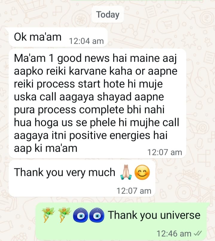 Client testimonial 39 — WhatsApp message to Mamta Pandey