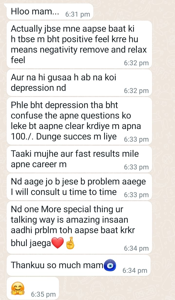 Client testimonial 11 — WhatsApp message to Mamta Pandey
