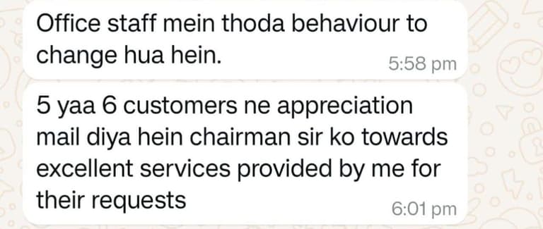 Client testimonial 32 — WhatsApp message to Mamta Pandey